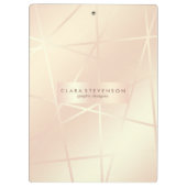 Elegante hübsche Rose Gold & Rosa geometrisch Klemmbrett (Rückseite)