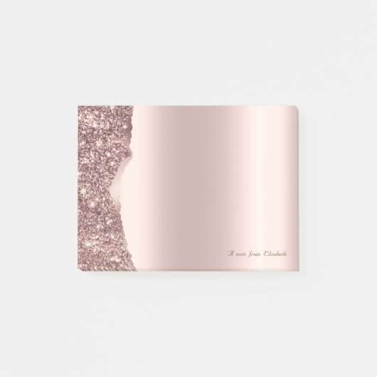 Elegante, hübsche, roségoldene Glitter Post-it Klebezettel (Vorderseite)