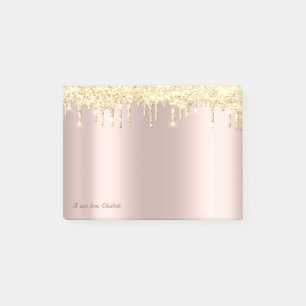 Elegante, hübsche Rosen-Gold, Gold Glitter-Tropfen Post-it Klebezettel