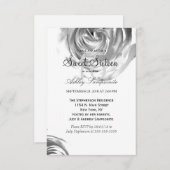 Elegante Hübsche Schwarz-Weiß-Rose-Print Einladung (Vorne/Hinten)