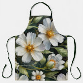 Elegante hübsche weiße Blumen Wasserfarbe Chic Schürze (Vorderseite)