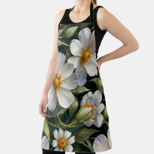 Elegante hübsche weiße Blumen Wasserfarbe Chic Schürze