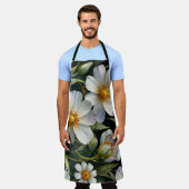 Elegante hübsche weiße Blumen Wasserfarbe Chic Schürze (Getragen)