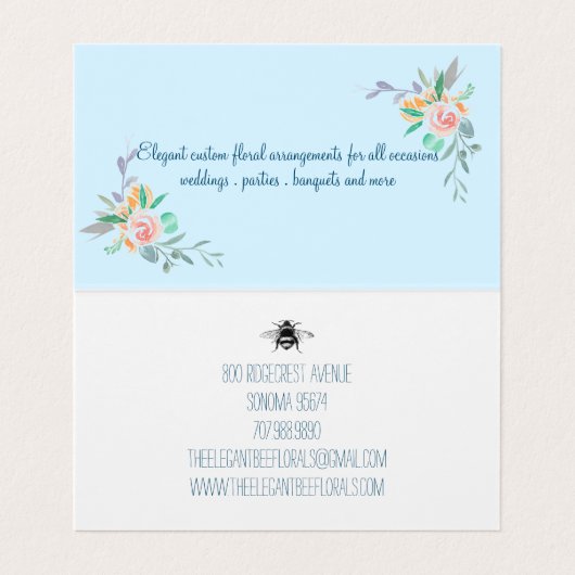 Elegante Hummel Florist floral geklappt Visitenkarten (Innenseite Aufgefaltet)