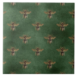 Elegante Hummel-Goldbiene-grüner Hintergrund Fliese