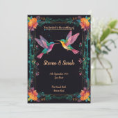 Elegante Hummingbird & Floral Wedding Einladung (Stehend Vorderseite)