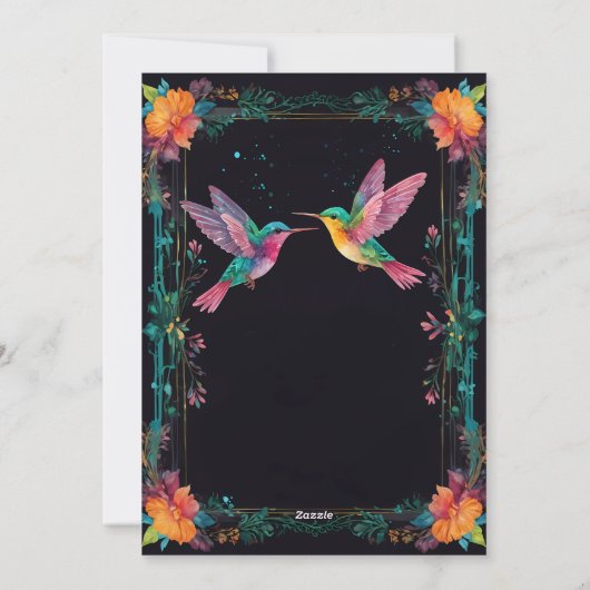 Elegante Hummingbird & Floral Wedding Einladung (Rückseite)