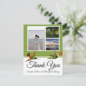 Elegante Hummingbird Hochzeitssammlung Foto Dankeskarte (Stehend Vorderseite)
