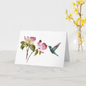 Elegante Hummingbird und Aquarellfarben-Blume Karte (Gelbe Blume)