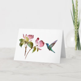 Elegante Hummingbird und Aquarellfarben-Blume Karte