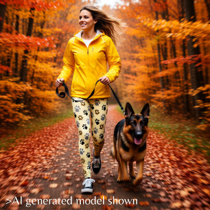 Elegante Hund Pfoten Creme Leggings