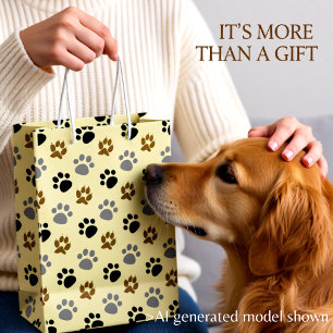 Elegante Hunde-Pfoten Mittlere Geschenktüte