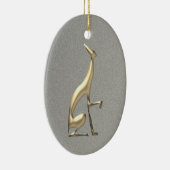 Elegante Hunde Silhouette Gold und Silber Keramik Ornament (Rechts)