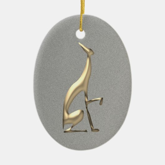 Elegante Hunde Silhouette Gold und Silber Keramik Ornament (Vorne)