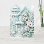 Elegante Hütte House Winterweihnachtszene Feiertagskarte (Vorderseite)