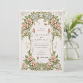 Elegante Hydrangea-Art-Nouveau-Hochzeit Einladung (Stehend Vorderseite)