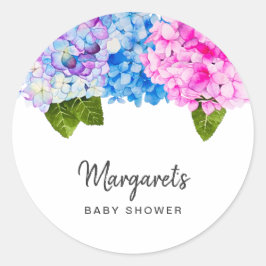 Elegante Hydrangea-Blume | Babydusche Runder Aufkleber