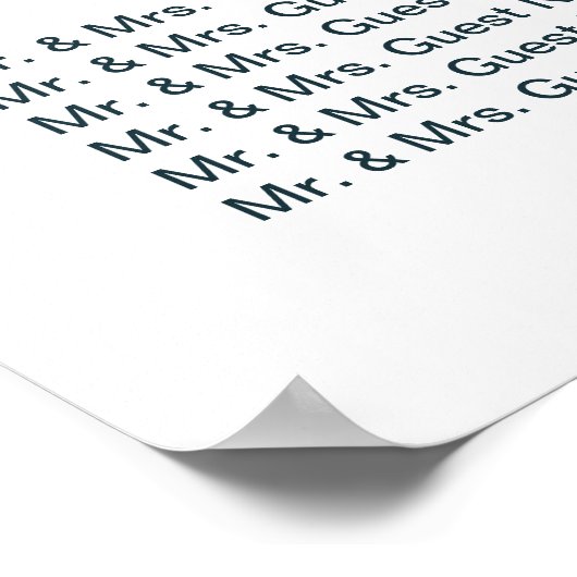 Elegante Hydrangea-Blume Hochzeitsdiagramm Poster (Ecke)