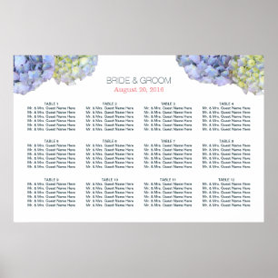 Elegante Hydrangea-Blume Hochzeitsdiagramm Poster
