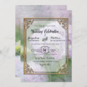 Elegante Hydrangea Blume Lavender Lila Gold Einladung (Vorne/Hinten)