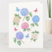Elegante Hydrangea & Butterfly Card Dankeskarte (Vorderseite)