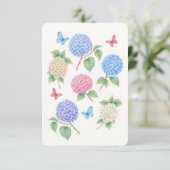 Elegante Hydrangea & Butterfly Card Dankeskarte (Stehend Vorderseite)
