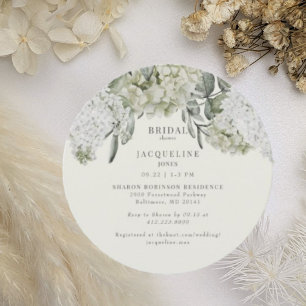 Elegante Hydrangea-Cremfarbene Runde Brautparty-Ei Einladung