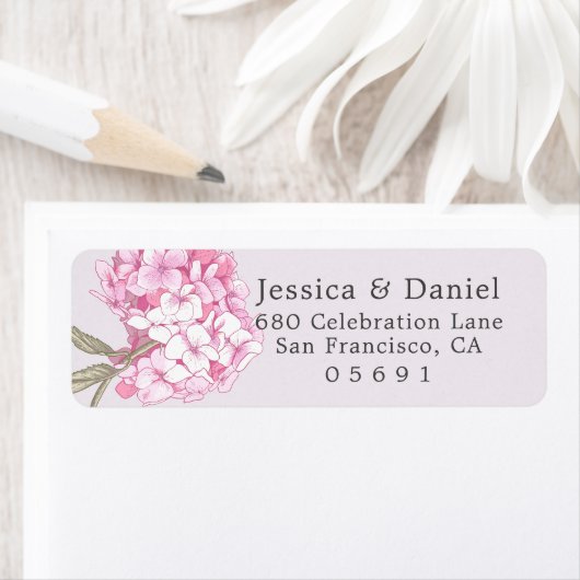 Elegante Hydrangea-Rücksendeadresse (Insitu)