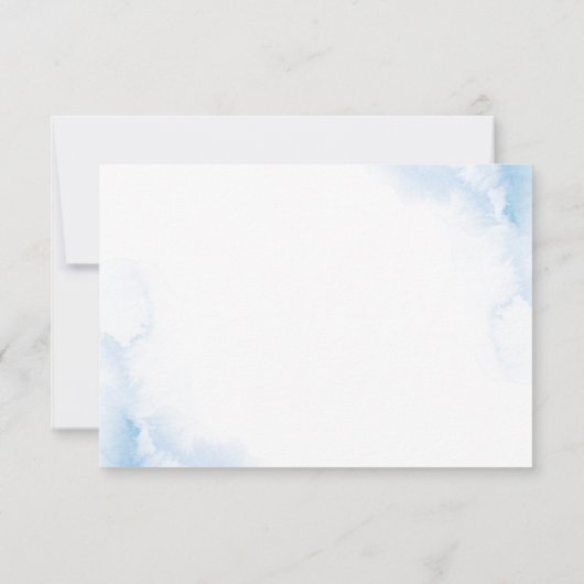 Elegante Ice Blue Ivory Rose Blume Hochzeit RSVP Karte (Rückseite)