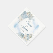 Elegante Ice Blue Ivory Rose Blume Hochzeit Serviette (Ecke)
