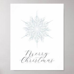 Elegante Ice Blue Snowflake Frohe Weihnachtsgebäck Poster