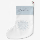 Elegante Ice Blue Snowflake Name Kleiner Weihnachtsstrumpf (Rückseite)