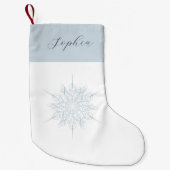 Elegante Ice Blue Snowflake Name Kleiner Weihnachtsstrumpf (Vorderseite)