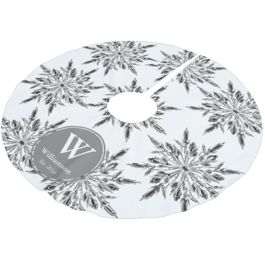 Elegante Ice Crystal Snowflakes Polyester Weihnachtsbaumdecke (Schrägansicht)