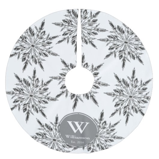 Elegante Ice Crystal Snowflakes Polyester Weihnachtsbaumdecke (Vorderseite)