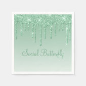 Elegante Ice Green Glitzer Script Sparkle Moderne Serviette (Vorderseite)