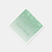 Elegante Ice Green Glitzer Script Sparkle Moderne Serviette (Ecke)