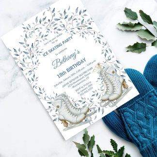 Elegante Ice Skaten Birthday Party Einladung