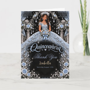 Elegante Icy-Blue-Quinceañera-Feier Dankeskarte