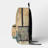 Elegante Illustration Classic World Map Antique Bedruckter Rucksack (Rechts)