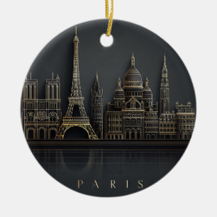 Elegante Illustration der Pariser Stadtsilhouette Keramik Ornament