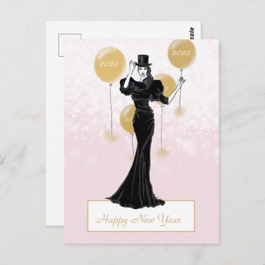 Elegante Illustration über das neue Jahr der Mode Postkarte (Vorne/Hinten)