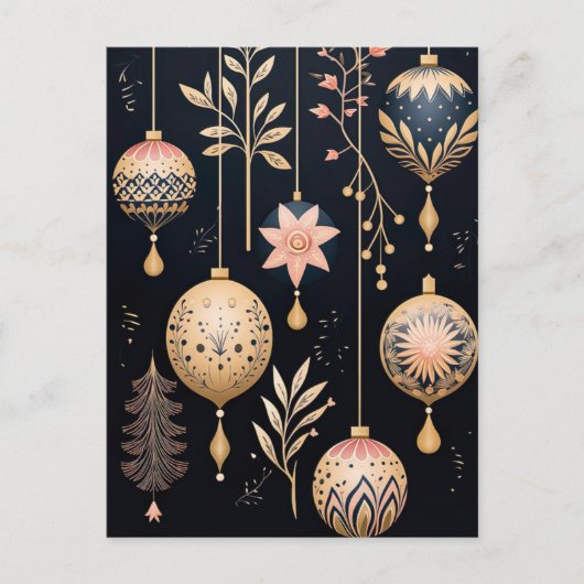 Elegante Illustration von Weihnachtsbaumkugeln  Postkarte (Vorderseite)