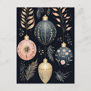Elegante Illustration von Weihnachtsbaumkugeln  Postkarte