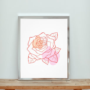 Elegante im Bloom: Eine Linie Rose der Kunst Fotodruck