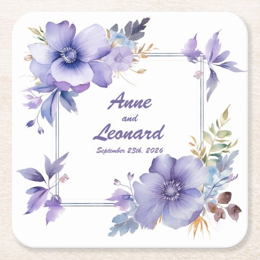 Elegante im Bloom: Personalisierte Hochzeitsfeiern Rechteckiger Pappuntersetzer (Vorderseite)