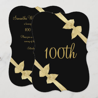 Elegante Imitat-Goldbogen-100. Geburtstag Einladung