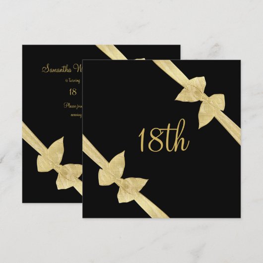 Elegante Imitat-Goldbogen-18. Geburtstag Einladung (Vorne/Hinten)