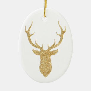 Elegante Imitat-GoldGlitzer-Weihnachtsrotwild Keramik Ornament