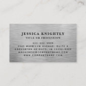 Elegante Imitat Metallisches Silver Script Monogra Visitenkarte (Rückseite)